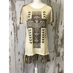 Vocal USA Tan And Brown Blouse